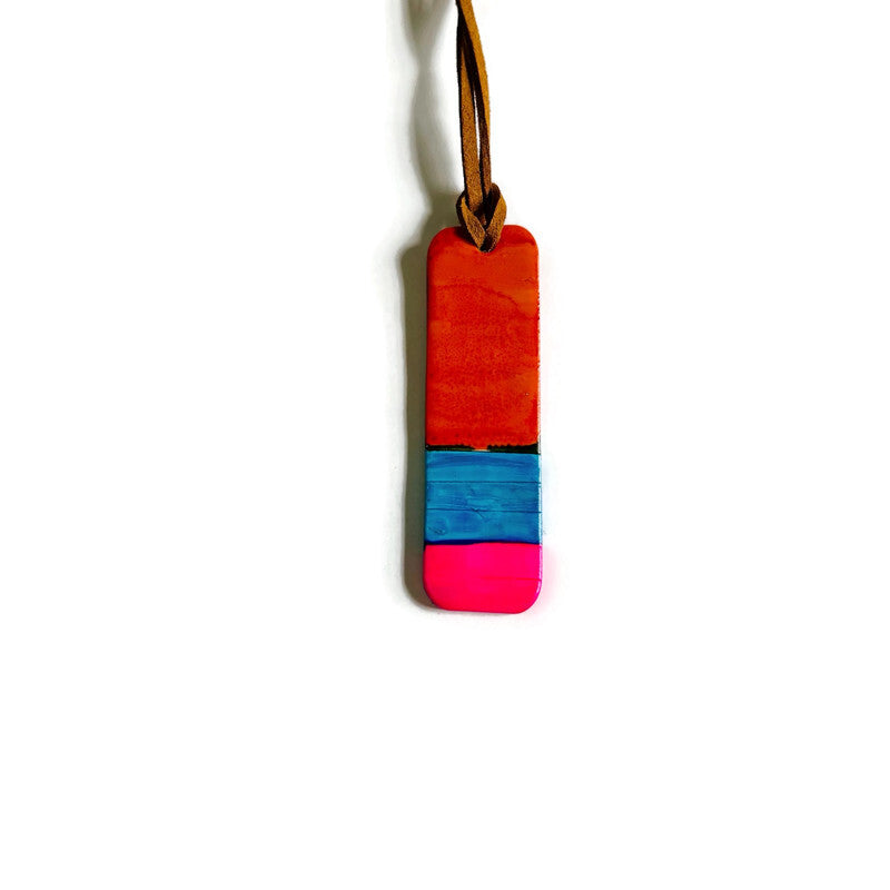 Colorful Striped Bar Pendant Necklace Handmade