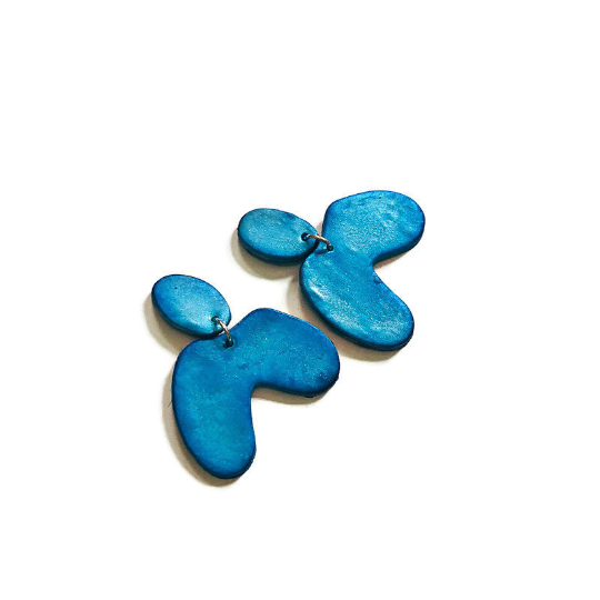 Green Organic Arch Clip On Earrings, Quirky Jewelry Handmade- "Kate"